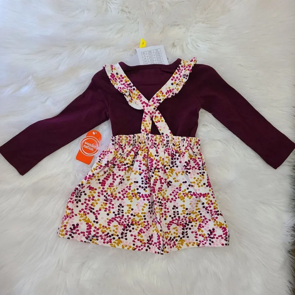 Wonder Nation Baby Girls & Toddler Girls Long Sleeve Top, Skirtall & Tig… - Picture 3 of 5
